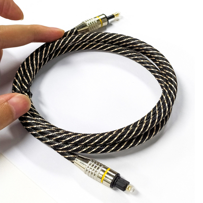 पीला नायलॉन ब्रैटेड OD4.0 Toslink ऑप्टिकल डिजिटल ऑडियो केबल HiFi ध्वनि ध्वनि के लिए समाक्षीय ऑडियो केबल