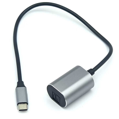 स्पीकर-रेडी साउंड ट्रांसमिशन के लिए ब्लैक USB-C मेल कनेक्टर TOSLINK ऑप्टिकल ऑडियो केबल