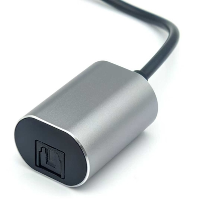 स्पीकर-रेडी साउंड ट्रांसमिशन के लिए ब्लैक USB-C मेल कनेक्टर TOSLINK ऑप्टिकल ऑडियो केबल